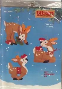 KIT DE FIELTRO DE ADORNOS DE RENO DE NAVIDAD - TITANIO De colección de 1990 - Hace 3 - Sin usar y en caja - Imagen 1 de 2