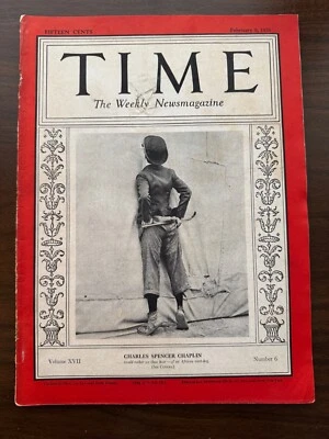 1931 Time February 9 - Charlie Chaplin; Magazine, Very Rare Vintage Time - Image 1 of 3