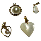 Gold Pearl Opal Mother Of Pearl Small Pendants Charms Costume Jewelry Dainty