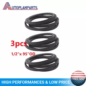 3pk 144959 LAWN MOWER DECK BELTS FITS CRAFTSMAN 42" RIDING MOST 1/2" X 95" - Picture 1 of 7