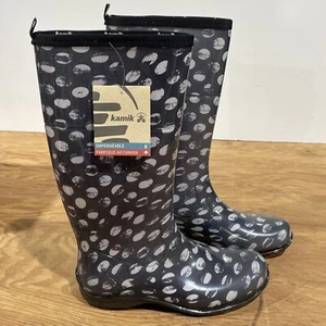 Kamik Women's Stephanie Rain Boots Black Dotted Size 9 New w/Tag - Picture 1 of 7
