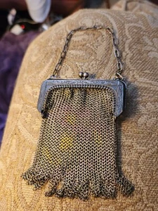 Antique 1920's Whiting & Davis Mesh Coin Purse Small 3"x3" - Picture 1 of 9
