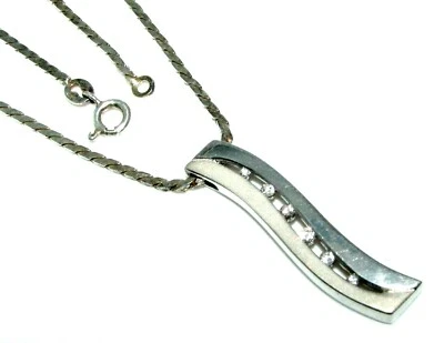 Da Donna 925 Argento Sterling 38.1cm Serpentino Stile Catena & Ciondolo - Immagine 1 di 4