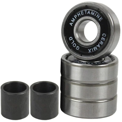 Amphetamine Skateboard Longboard Speed Bearings Set of 4 Pre-Lubricated Ceramic