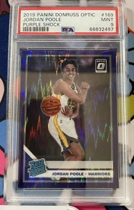 2019 Panini Donruss Optic Jordan Poole #169 Purple Shock RC Prizm PSA 9 - Picture 1 of 1