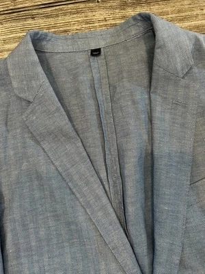 J Crew Ludlow Blazer Men 44R Blue Somelos Cotton Linen Blend Unstructured Jacket - Image 1 of 4