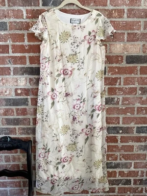 VTG Mary McFadden Womens Dress Size 12 Beige Floral Maxi Cottagecore Prairie - Image 1 of 4