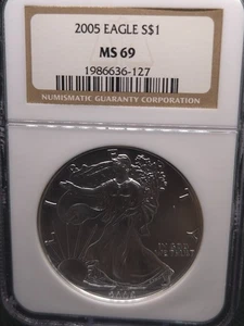 2005 American Silver Eagle – NGC MS69–Legacy BU with Rising Market Appeal - Picture 1 of 6