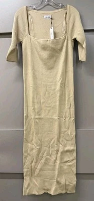 CALVIN KLEIN Square Neck Cotton Wool Blend Midi Dress - XL - £160 - image 1 of 4