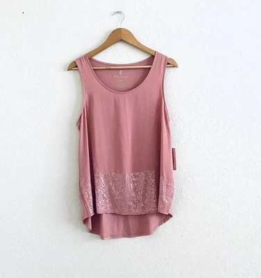 Blusa Juicy Couture Rosa Lentejuelas Sin Mangas Tejida Para Mujer Grande Nueva con Etiquetas Boho Informal Foto 1 de 4