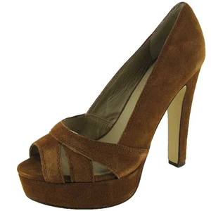 Steve Madden Women 'P-Hayle' Platform Pump Shoe, Cognac Suede, US 10 - Picture 1 of 4