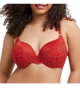 Maidenform Womens Underwire Love the Lift Plunge Push-up & Demi Bra Red Size 34B - Picture 1 of 5