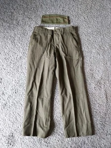 VTG  WW2 Mens Army  Button Front Wool Pants & Hat M / Trousers W30 L29 NICE 🇺🇲 - Picture 1 of 17