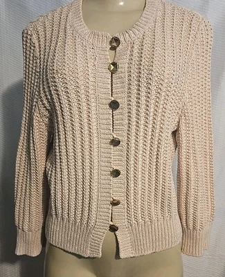 MARC JACOBS длинным рукавом шерсти смесь вязаный кардиган размер L светло-розовый w блестки - Изображение 1 из 4