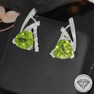 Wert 1350 € Brillant Peridot Ohrringe 585 14 Karat Weiß Gold xxyy - Bild 1 von 7