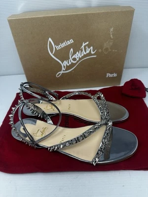 Christian Louboutin Plata Malfadina Picos Planos Specchio Sandalias Zapatos Talla 40 Foto 1 de 4