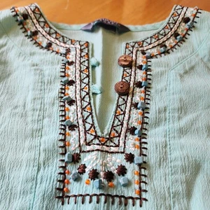 Blusa Campesina Top Boho Bordada Para Mujer L Bordada Azteca Suroeste Hippie - Imagen 1 de 11
