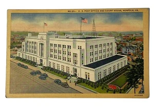 Oficina de Correos y Palacio de Justicia de Estados Unidos, Norfolk, VA (sin publicar) nueva postal vintage - Imagen 1 de 3