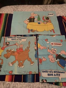 Vintage King Features Syndicate Popeye Twin Sheet Set Flat Fitted Pillowcase - Picture 1 of 10