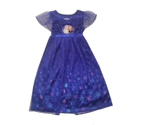 Frozen Anna and Elsa Sisters Dark Blue Satin and Tulle Nightgown, Gown - Picture 1 of 8