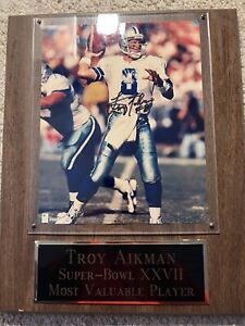 Troy Aikman Super Bowl 27 MVP Signed Plaque