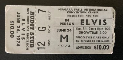1974 Elvis Presley Concert Ticket Stub  Niagara Falls Convention Center New York - Изображение 1 из 4