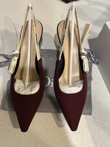 Christian Dior Rouge Noir Technical Fabric J'Adior Slingback 2.5" 65mm Heel Sz39 - Picture 1 of 7