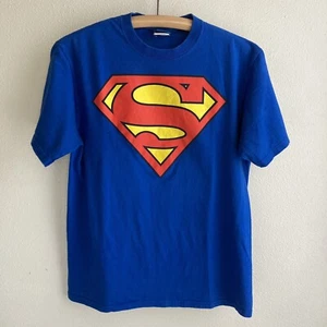 Vintage Superman Logo Shirt Mens Medium Blue Red Superhero 100% Cotton Jerzees - Picture 1 of 6