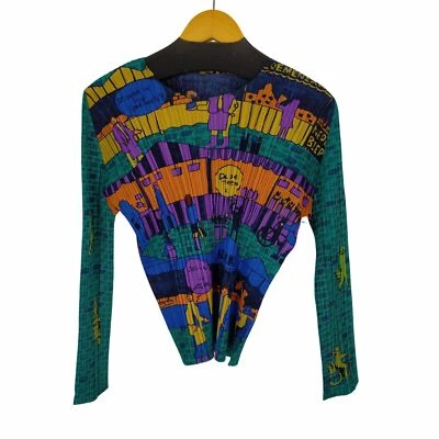 PLEATS PLEASE ISSEY MIYAKE Cobblestone Street Scenery Zip Up Shirt Men's Size 4 - Изображение 1 из 4