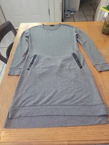 Tacera Women's Sweater Dress Petite Small Gray  Round Neck Stretch  - Picture 1 of 3