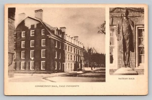 Postcard Yale University Connecticut Hall Nathan Hale Statue Unused - Picture 1 of 2