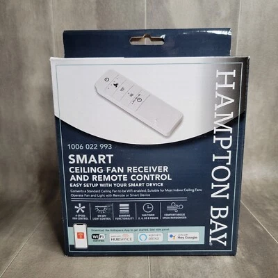 Ventilador de techo inteligente universal Hampton Bay remoto WiFi funciona con Google y Alexa Foto 1 de 4