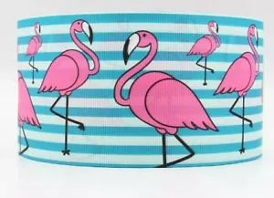CINTA FLAMINGO Grosgrain 1m x 22mm de ancho (7/8") taza de cumpleaños pastel de pelo arco rosa - Imagen 1 de 2