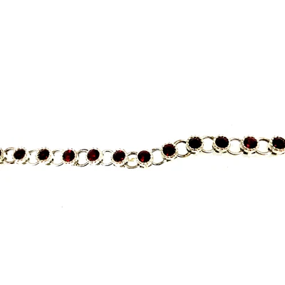 AVON Silver Tone Tennis Bracelet Ruby Red Crystal Rhinestones Fashion Jewelry - Image 1 of 4