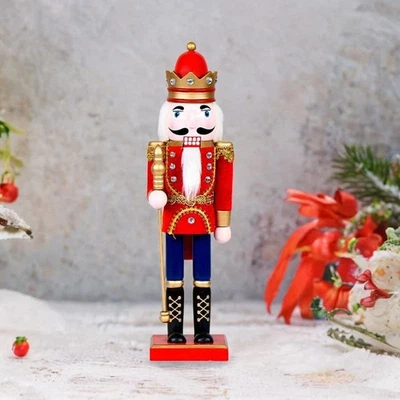 Wooden Nutcracker Ornament 36 cm Christmas Decoration for Home Party Bedroom - Image 1 of 4