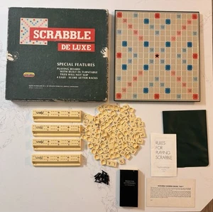 Vintage 1973 Scrabble DeLuxe Board Game Turntable Complete In Box CIB All Pieces - Picture 1 of 15