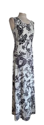 VESTIDO CHRISTIAN LACROIX AÑOS 90 Y2K AZUL-BLANCO-NEGRO ESTAMPADO LYCRA ELÁSTICO TALLA XL Foto 1 de 4