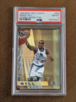 GRANT HILL 1996 年 BOWMAN 最佳射击 ATOMIC 反光卡 #BS8 PSA 8 DET 手枪 — 第 1/3 张图片