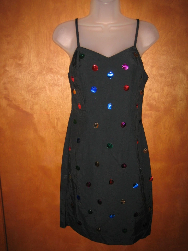 Vestido de fiesta negro con cuentas disco metálico Addiction - talla 3 Foto 1 de 1