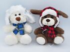 LOT peluche chapeau à carreaux rouges Walmart Puppy Dog écharpe hugfun blanc ours en peluche
