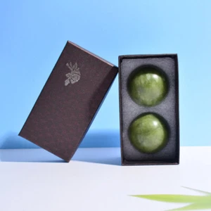 Pair of Green Jape Stone Massage Ball Hand Massager Massage Spheres Health Ball - Picture 1 of 6