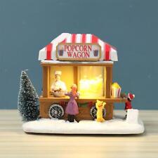 Darling Baby Christmas Snow LED Light Popcorn Wagon Village Figurine Xmas