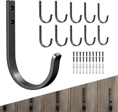 Paquete de 10 ganchos de pared para colgar toalla/abrigo - 22 lb tornillo en soporte de pared para colgar metal Foto 1 de 4