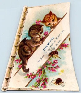 MÁQUINAS DE COSER BLANCAS DE 1880*GATITOS*GATOS*MÁSTIL DE VELERO TROQUELADO*REPUJADO*ABEJAS - Imagen 1 de 2