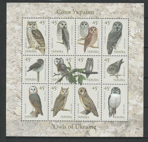 Ukraine 2003 Birds, Owls MNH Block Cover