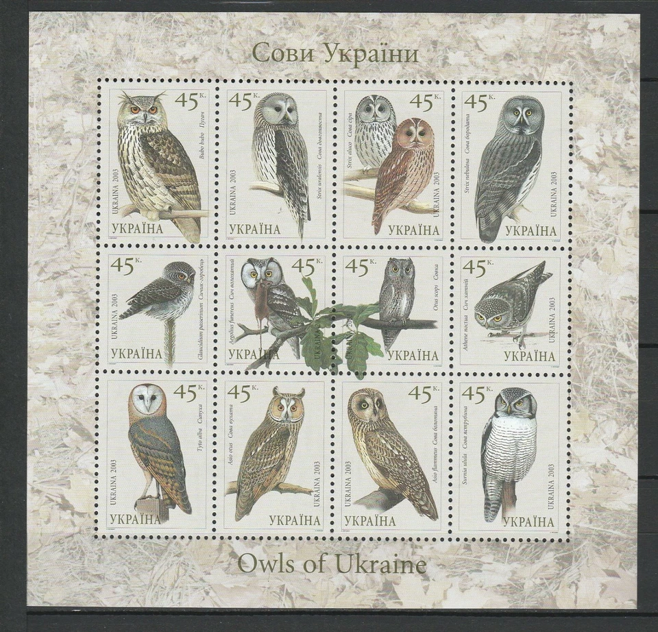 Ukraine 2003 Birds, Owls MNH sheet - Image 1 of 1