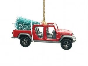 🎄Matchbox Jeep Gladiator Doorless Truck Handmade Christmas Ornament w/Mini Tree - Picture 1 of 6