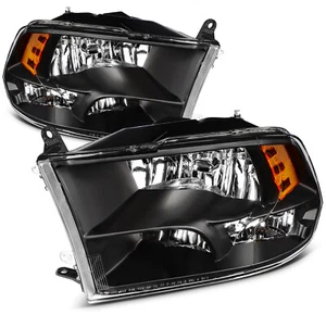 For 2009-2018 Dodge Ram 1500 2500 3500 Headlights Clear Black Housing Headlamps - Picture 1 of 10