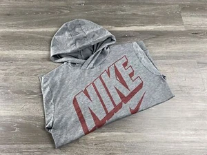 NIKE Graphic Print Dri-Fit Gray Hooded Sweatshirt Hoodie Boy's Size Large - Picture 1 of 10