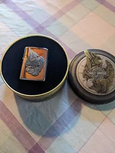 Harley Davidson 1996 caja de lata Zippo vintage rara Barrett Smythe - Imagen 1 de 4